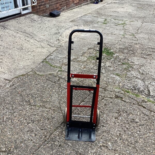 Metal folding trolley for easy transport and storage.