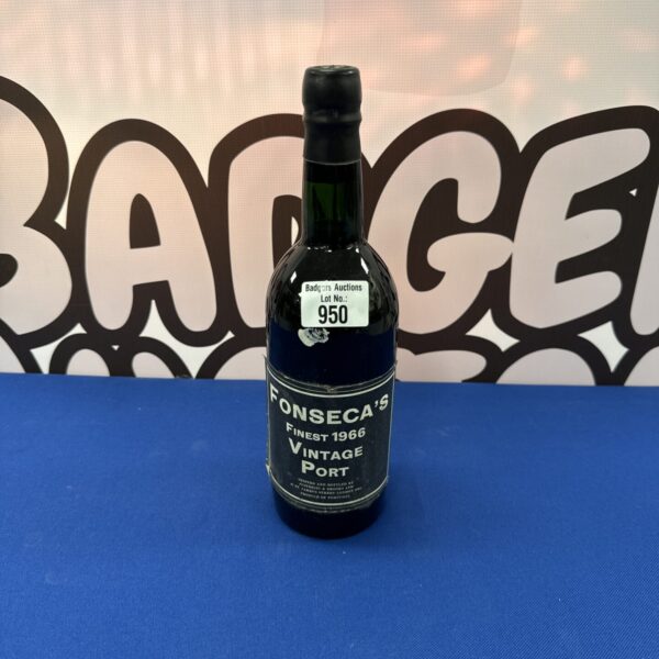 Bottle of 1966 Fonseca Vintage Port wine for collectors.