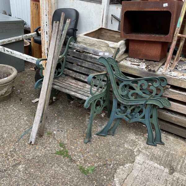 Antique wrought iron garden furniture ends for restoration project.