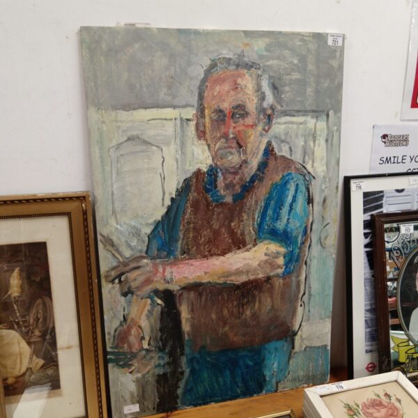 Large oil painting of a self-portrait by Bath artist Edward Lewis.
