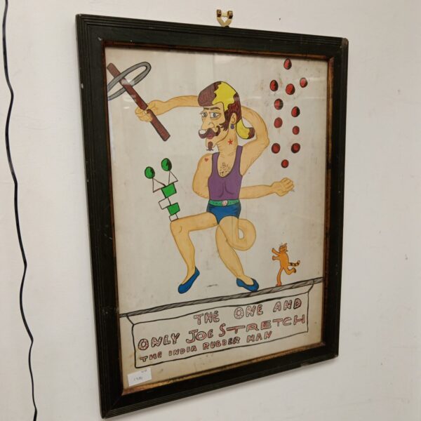 Vintage watercolour illustration of the Indian Rubber Man, a circus performer.