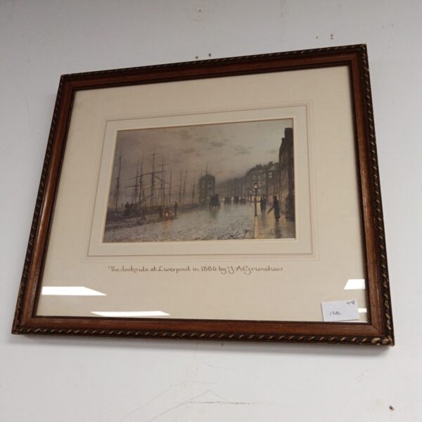 Vintage J.A. Grimshaw print of a bustling dockside scene in Liverpool.