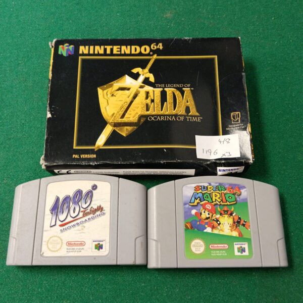 Nintendo 64 Zelda Ocarina of Time game box, retro gaming collectible.