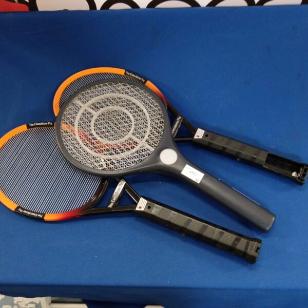 Electronic fly swatter lot of three handheld bug zappers.