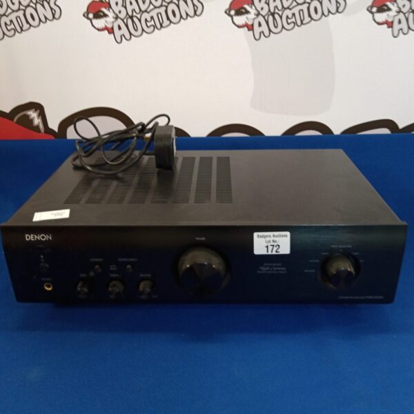 Denon PMA-520AE integrated amplifier, front view, audio equipment.