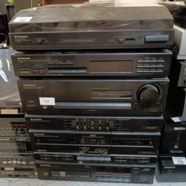 Vintage Pioneer hi-fi separates system with turntable and amplifier.
