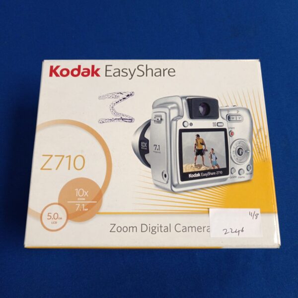 Kodak EasyShare Z710 digital camera, silver, front view.