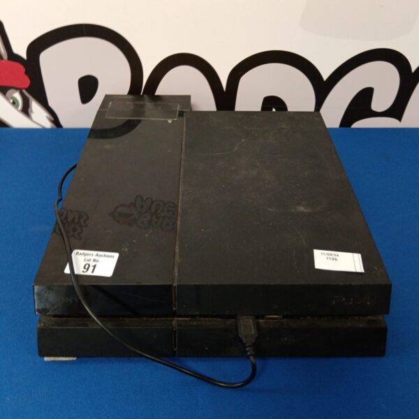 Black Sony Playstation 4 console for gaming and entertainment.