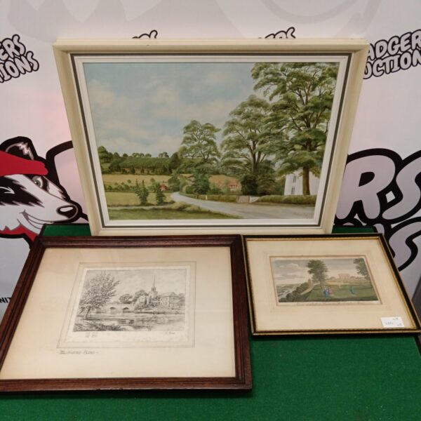 Signed oil painting of a charming country village by Bellworthy.