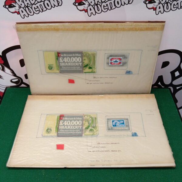 Vintage Bryant & May matchbox artwork featuring Wilkinson Sword design.