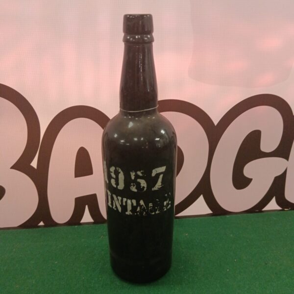 Vintage 1957 port bottle for collectors of antique wine.