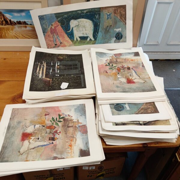 Lot of unframed Paula Mcardle prints and other contemporary art.