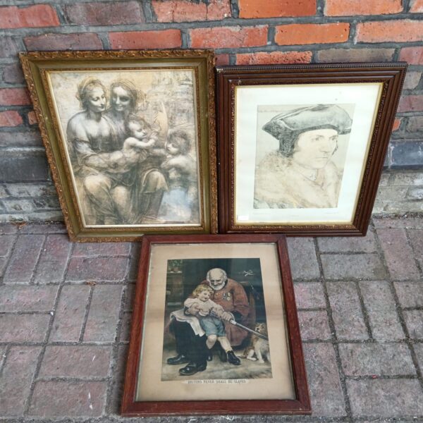 Vintage framed portrait of Sir Thomas More, antique print.