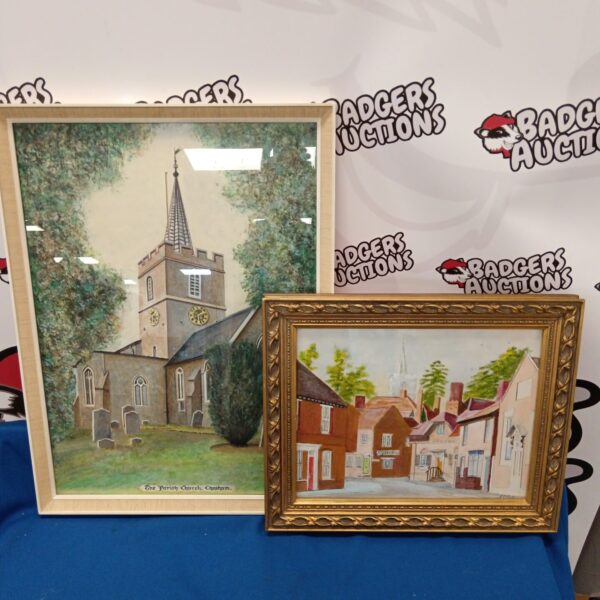 Vintage watercolour painting of Chesham Parish Church by W Morley.