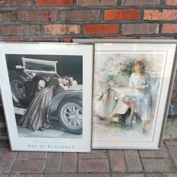Vintage Norman Parkinson print of a woman with a classic car.