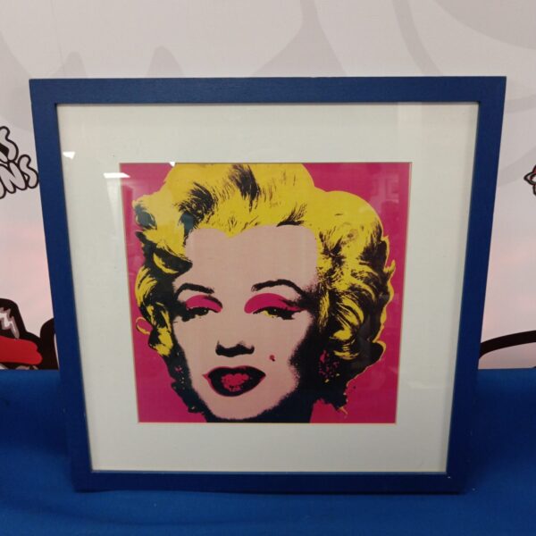 Vibrant Marilyn Monroe pop art print in a colourful frame.
