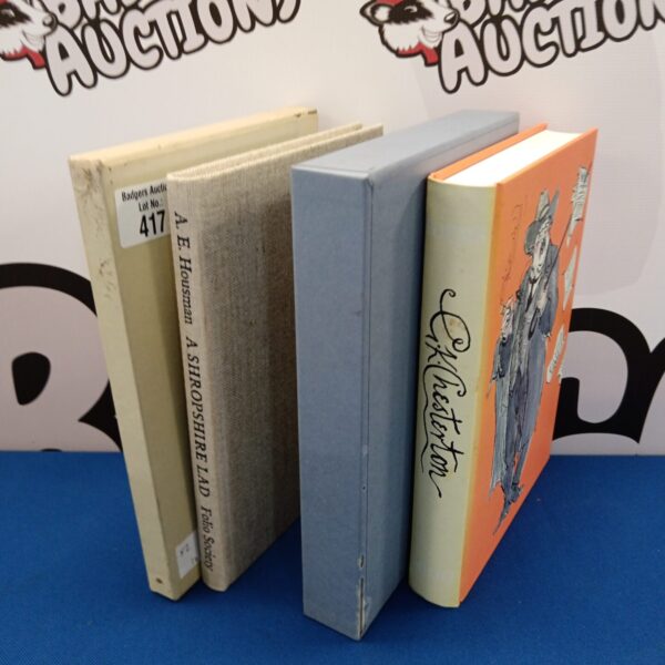 Folio Society books by C K Chesterton and A E Housman, a collectible set.