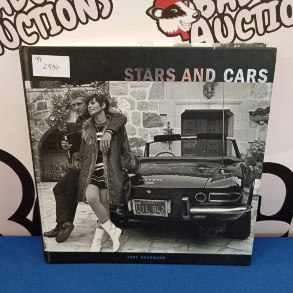 Vintage cover of Tony Nourmand Stars & Cars book featuring a celebrity and car.