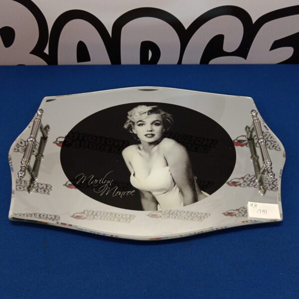Marilyn Monroe mirrored serving tray for collectors and home decor.