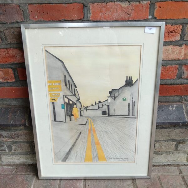 Vintage mixed media artwork of Great Missenden High Street by Laurie Fawn.
