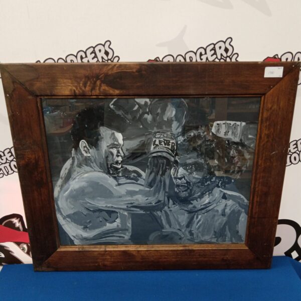 Vintage watercolour painting of Mohammed Ali, a boxing legend.