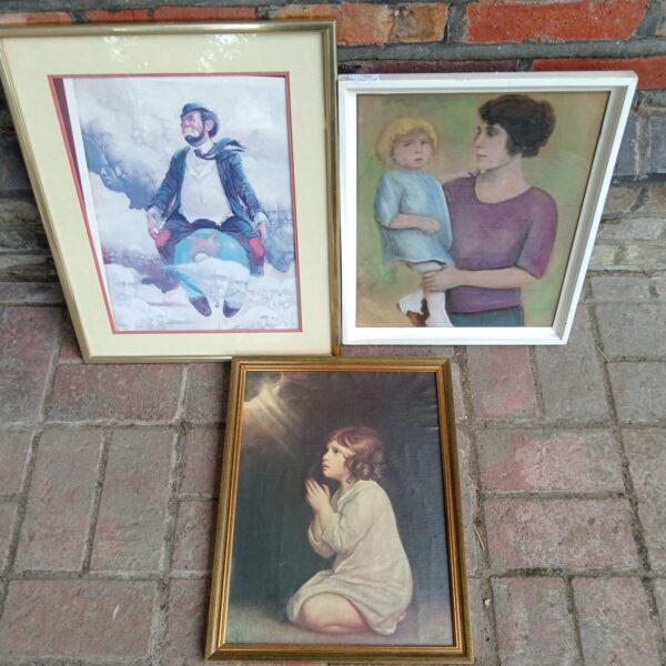 Vintage pastel artwork depicting a tender mother and child scene.