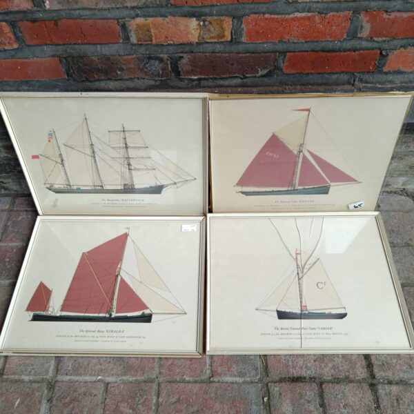 Vintage John Gardner sailboat print, detailed nautical art.