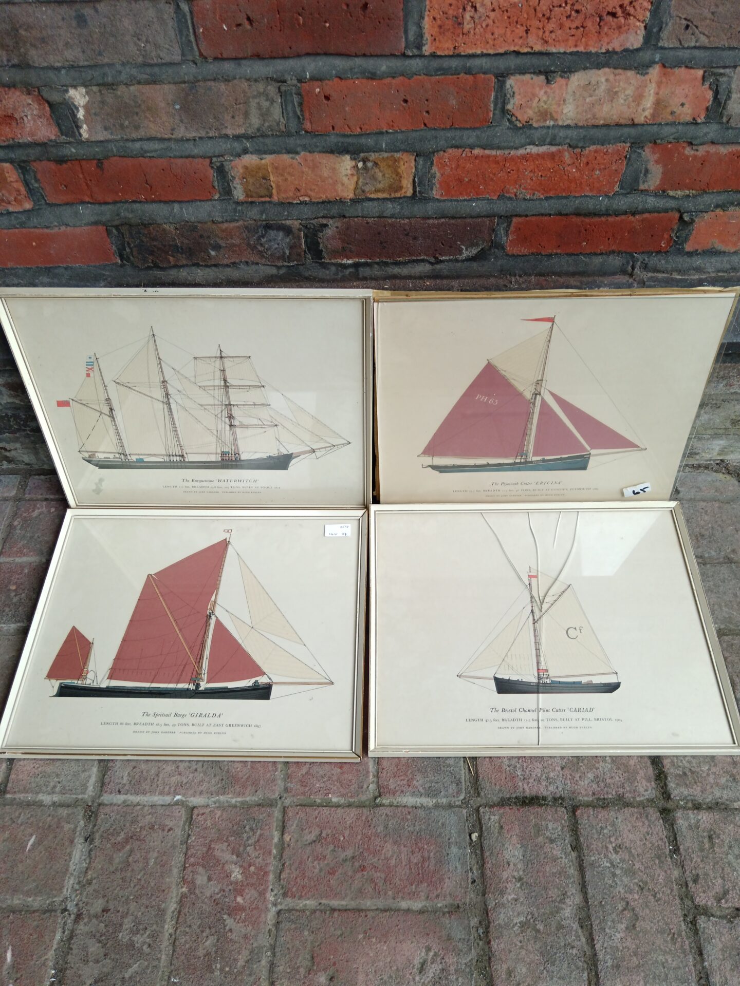 697 Set of four John Gardner nautical sail boat prints