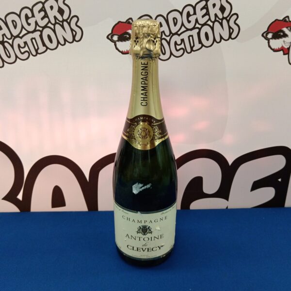 Vintage Antoine de Clevecy champagne bottle, a collectible French sparkling wine.