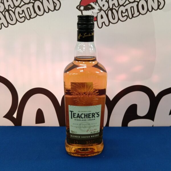 Vintage bottle of Teacher's Highland Cream blended Scotch whisky.