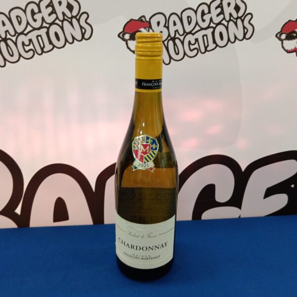 Bottle of 2021 Maison Francois Martenot French wine.