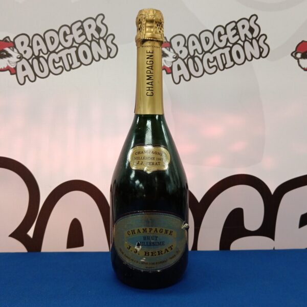 Bottle of JJ Berat Brut Millesime 1987 vintage champagne.