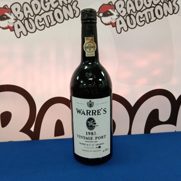 Bottle of Warre's 1980 vintage port wine for collectors.