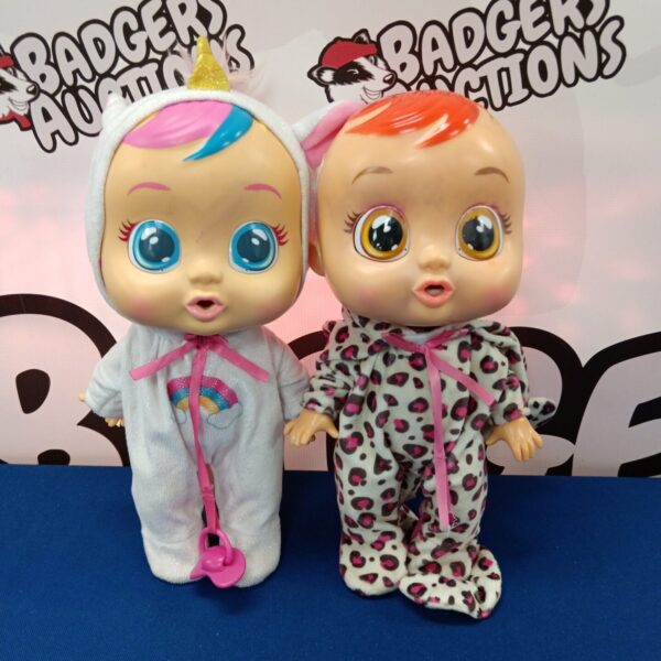 Pair of vintage cry baby dolls from the 1990s.