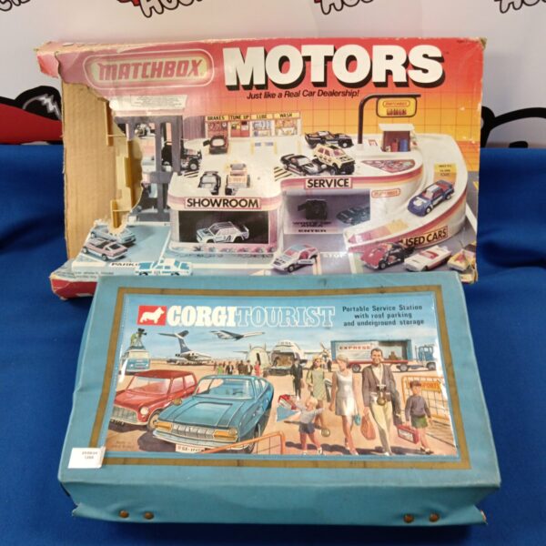 Vintage matchbox and corgi carry case for toy car storage.