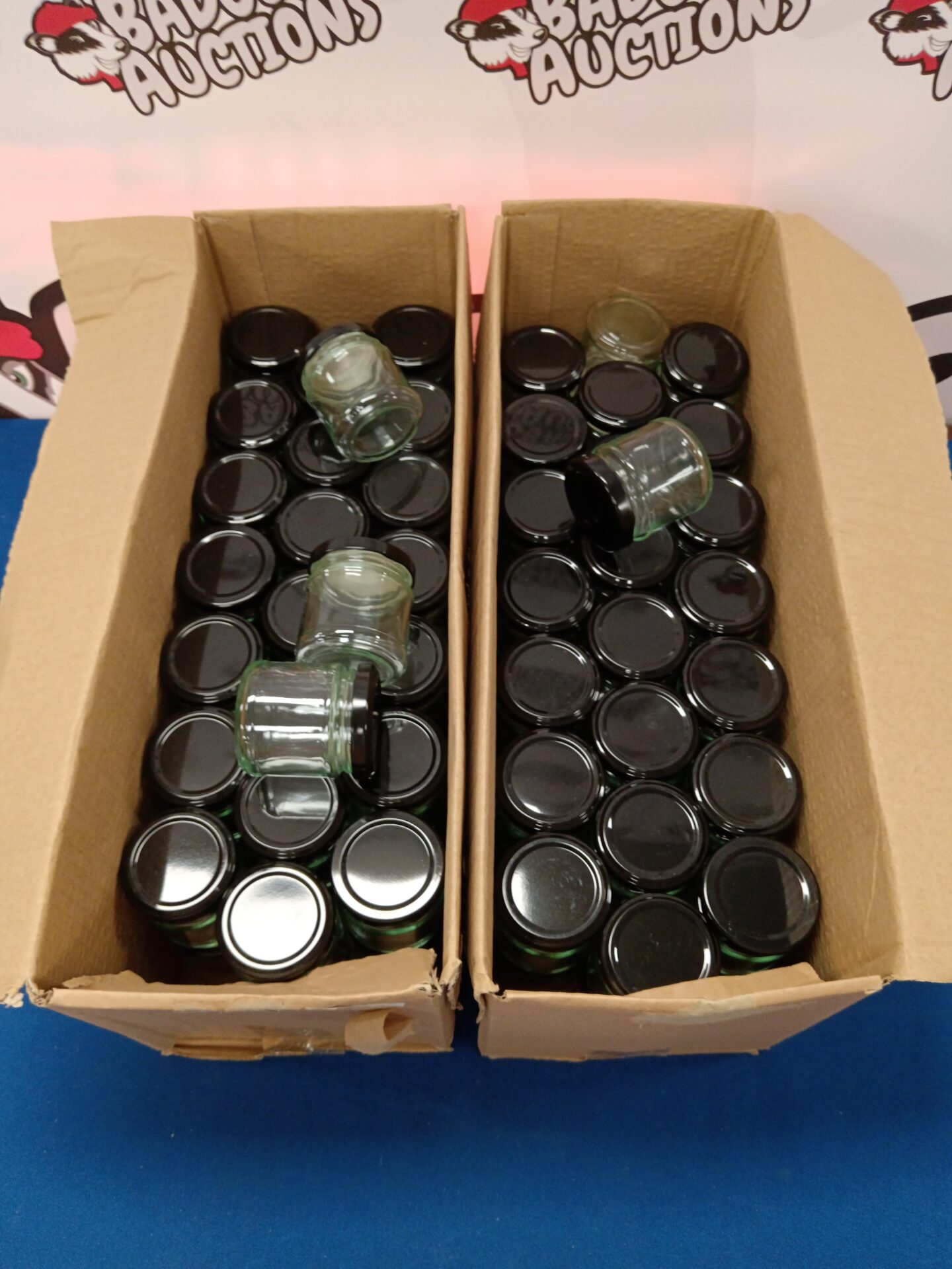 452 Lot of 90 small glass preserve jars