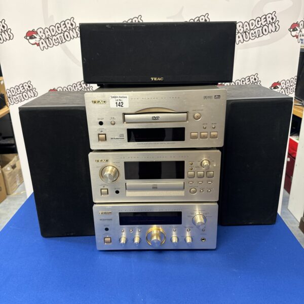 Vintage Teac DVD player and sound system components on display.