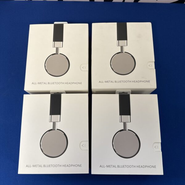 Set of all-metal bluetooth headphones, wireless audio equipment.