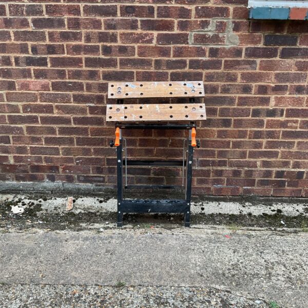 Vintage Workmate bench for DIY projects and woodworking.