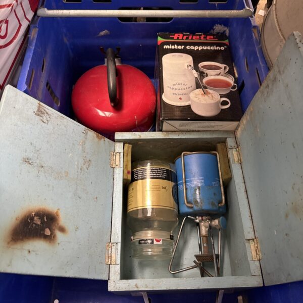 Vintage Ariete coffee maker set for camping and outdoor use.