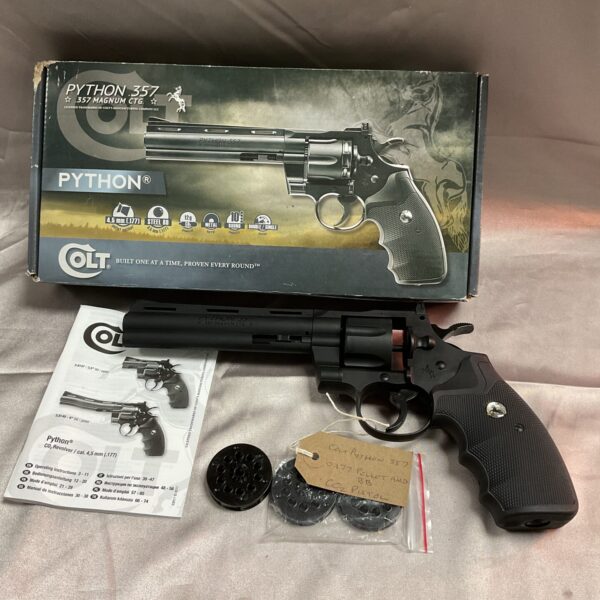 Colt Python 357 BB gun replica, CO2 powered airgun for target practice.