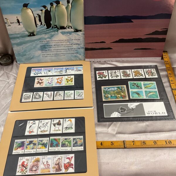 Our World nature stamp sets showcasing international wildlife and landscapes.