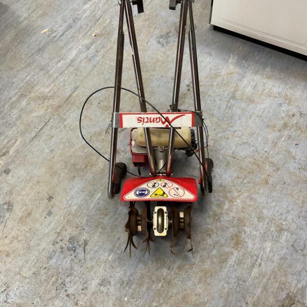 Used Mantis rotavator for garden cultivation and soil preparation.