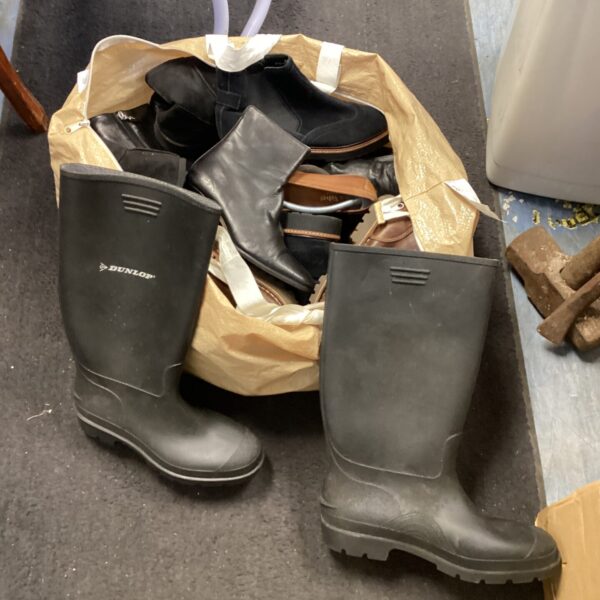 Mixed footwear lot including boots, shoes and heels.