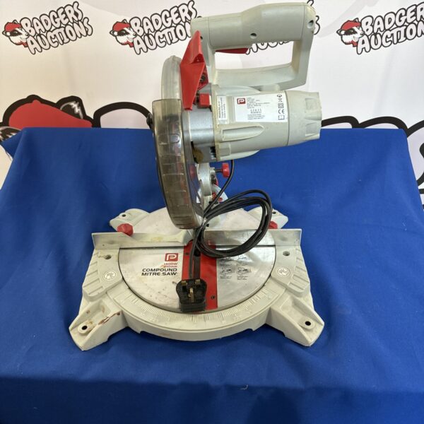 Pro Performance 210mm compound mitre saw for woodworking and DIY.