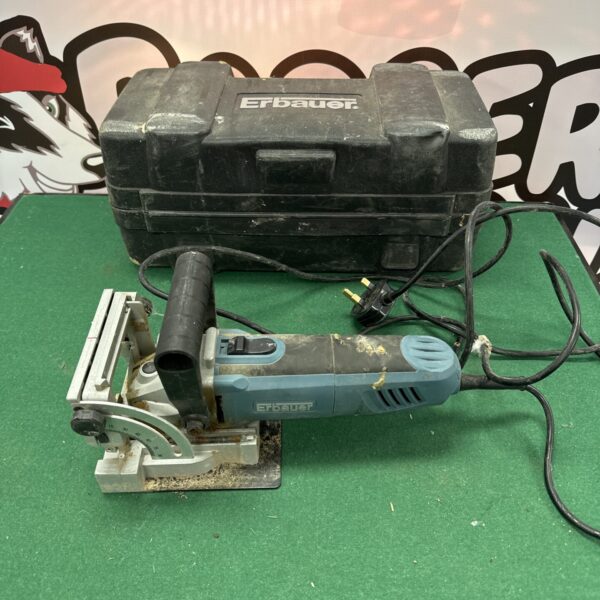 Erbauer biscuit jointer power tool for woodworking projects.