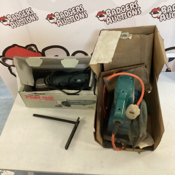 Vintage Black and Decker power tools lot including sander and grinder.