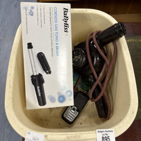 Vintage Babyliss curling tongs and Ormond hairdryer set for collectors.