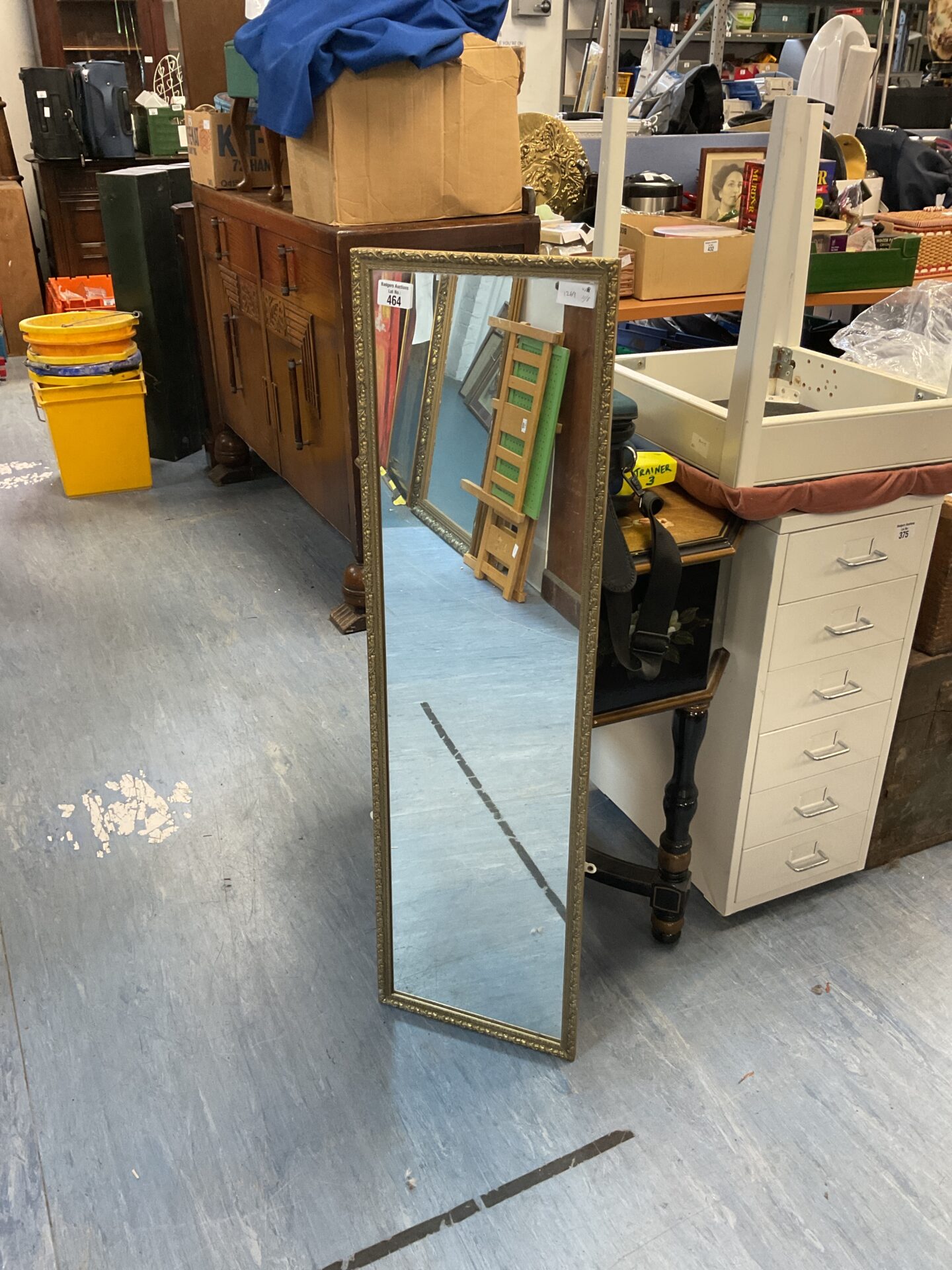 414 Vintage gilt framed long mirror