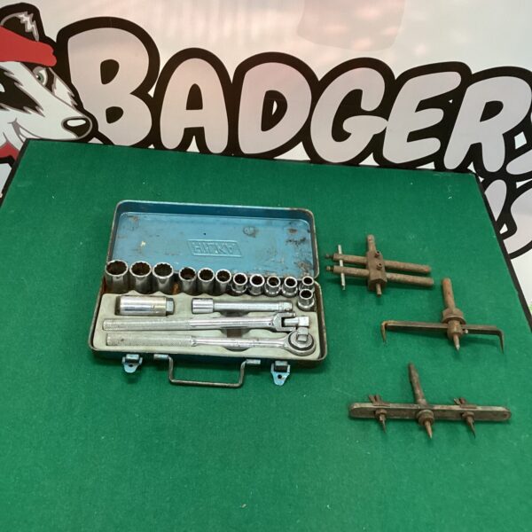 Vintage Hilka socket set with hole cutters in original case.